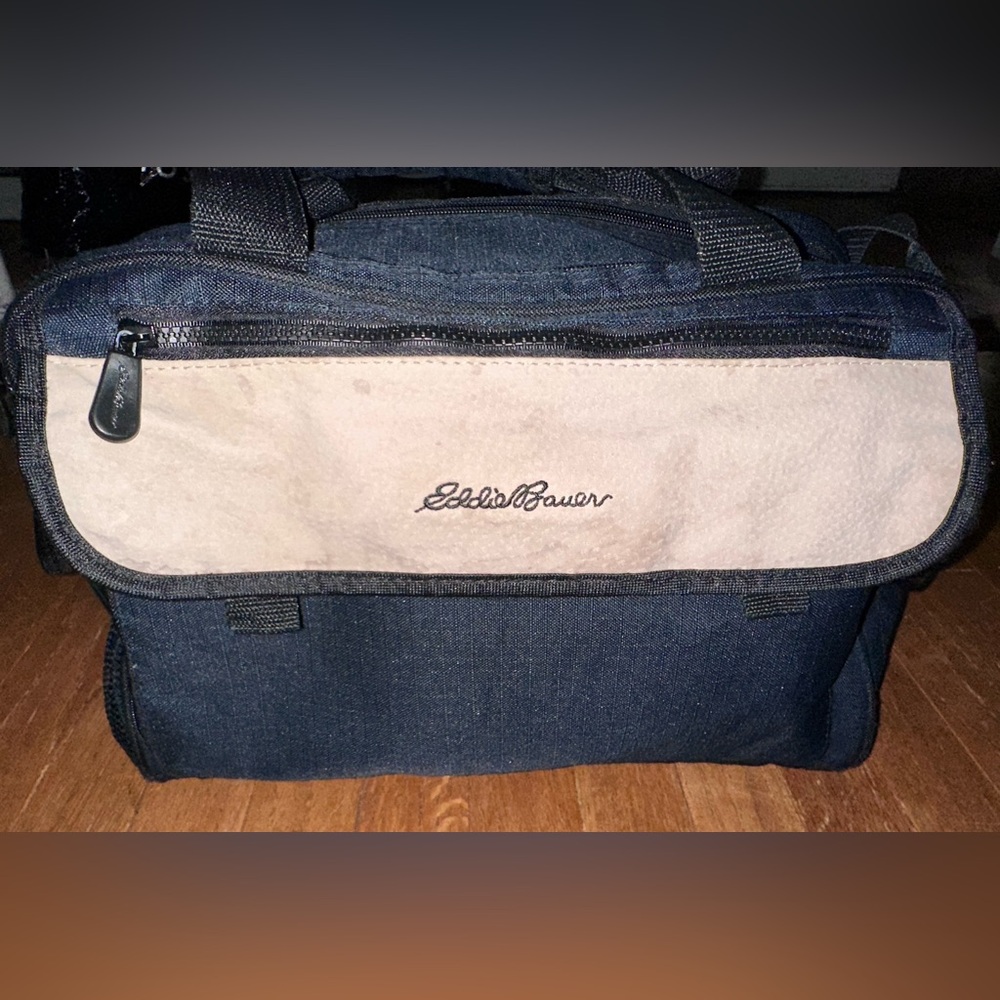 Eddie Bauer Navy and Beige diaper Baby Bag